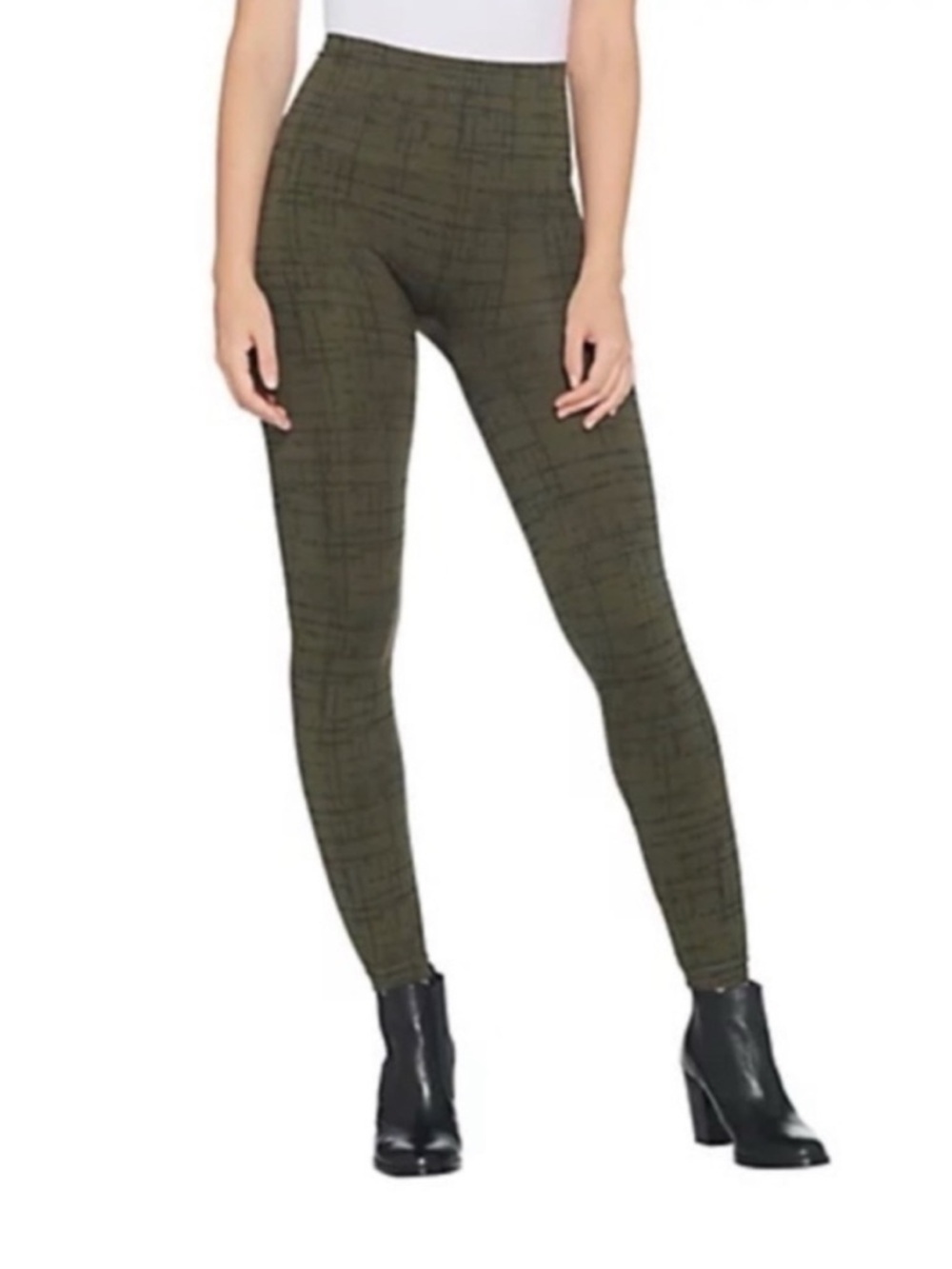 Spanx Look At Me Olive Crosshatch Leggings Women’s Size Medium